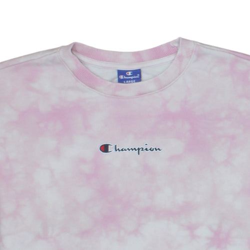 Champion Women Pink Tie Dye Pullover Sweatshirt Size L Cotton Blend
