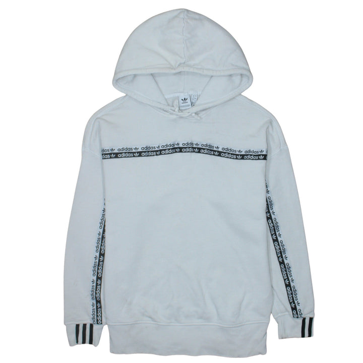 Adidas Womens White Pullover Hoodie Size 12 Long Sleeve Logo Design