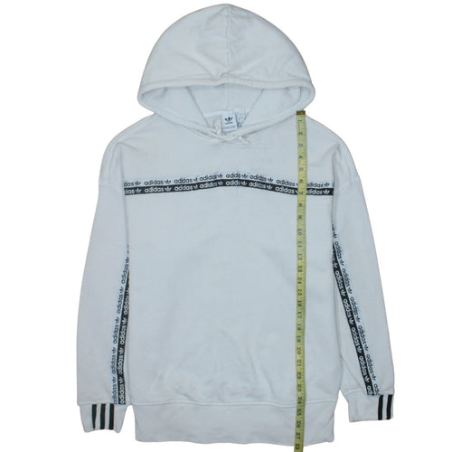 Adidas Womens White Pullover Hoodie Size 12 Long Sleeve Logo Design