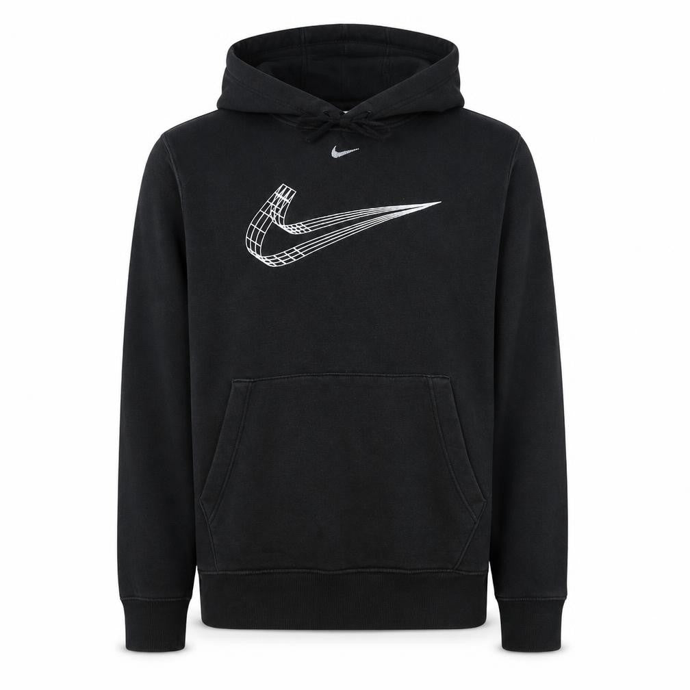 Front view of Nike Men's Black Pullover Hoodie Small Graphic Logo Sportswear