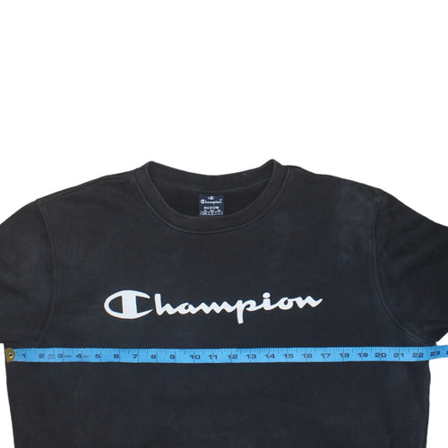 Champion Men's Black Medium Pullover Crew Neck Logo Sweatshirt
