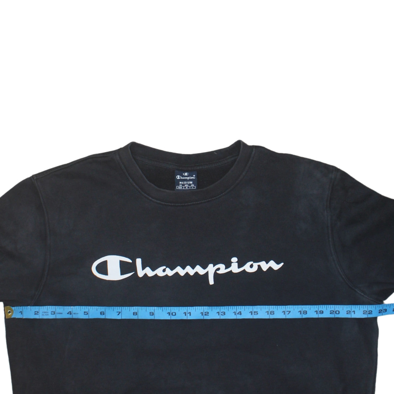 Champion Men's Black Medium Pullover Crew Neck Logo Sweatshirt