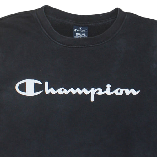 Champion Men's Black Medium Pullover Crew Neck Logo Sweatshirt