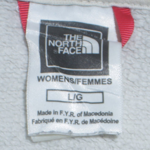 The North Face Women White Pullover Hoodie Size L Cotton Logo Casual