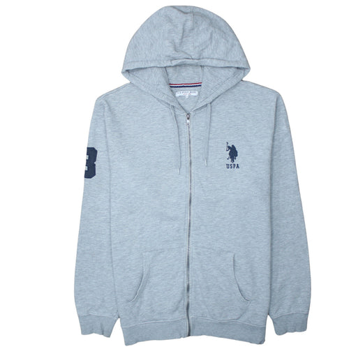 U.S. Polo Assn. Men’s Grey Full Zip Hoodie 2XL Classic Sportswear
