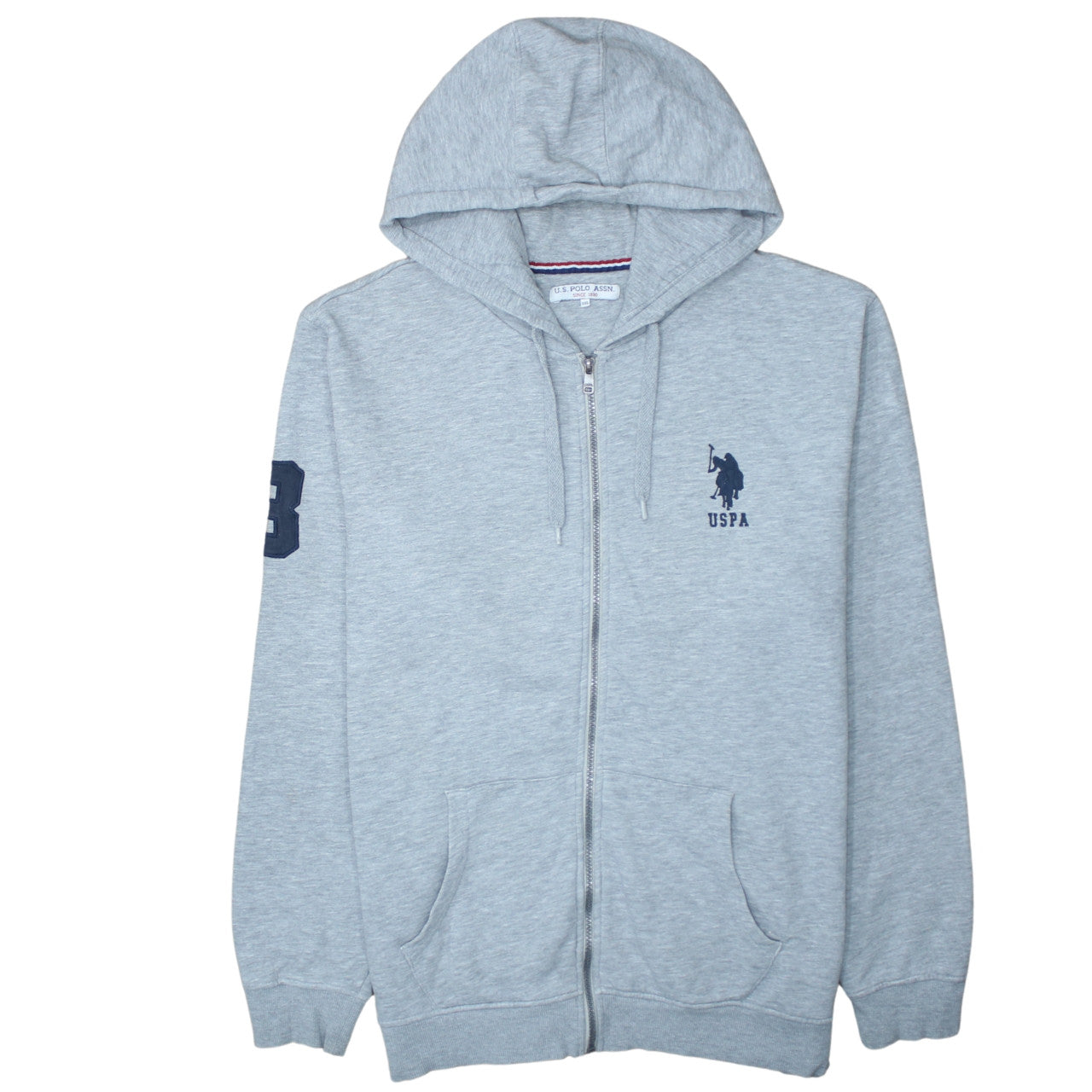 U.S. Polo Assn. Men’s Grey Full Zip Hoodie 2XL Classic Sportswear