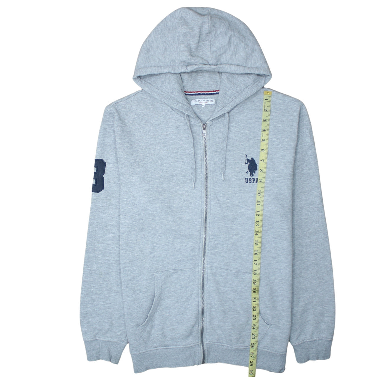 U.S. Polo Assn. Men’s Grey Full Zip Hoodie 2XL Classic Sportswear