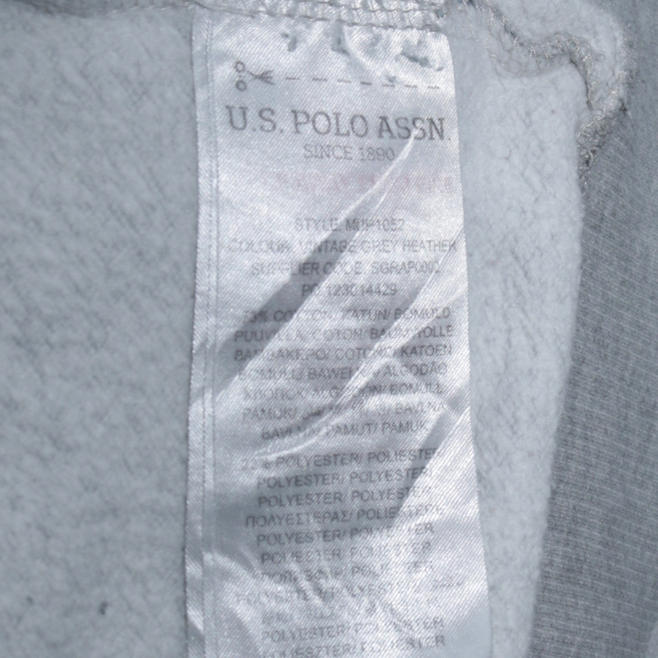 U.S. Polo Assn. Men’s Grey Full Zip Hoodie 2XL Classic Sportswear