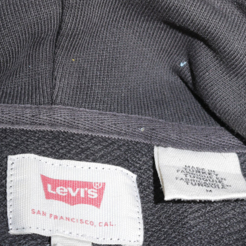 Levi's Men's Black Pullover Hoodie M Graphic Logo Cotton Fleece
