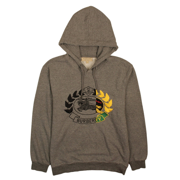 Burberry Men's Grey XL Embroidered Logo Pullover Hoodie
