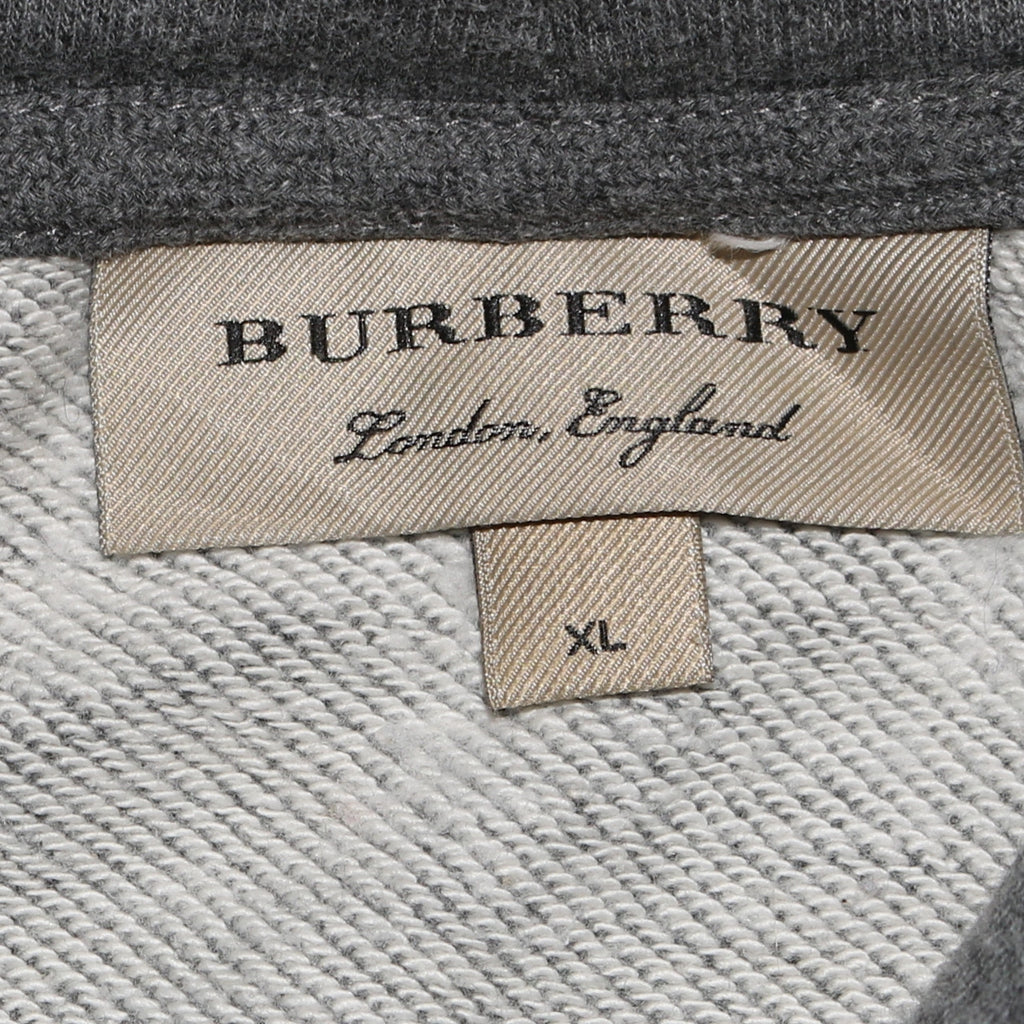 Burberry Men's Grey XL Embroidered Logo Pullover Hoodie