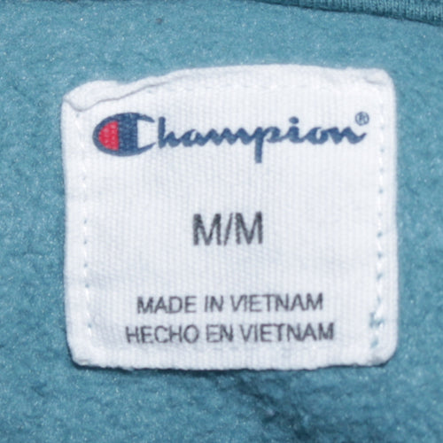 Champion Men's Blue Pullover Hoodie Medium Fleece Logo Sweatshirt