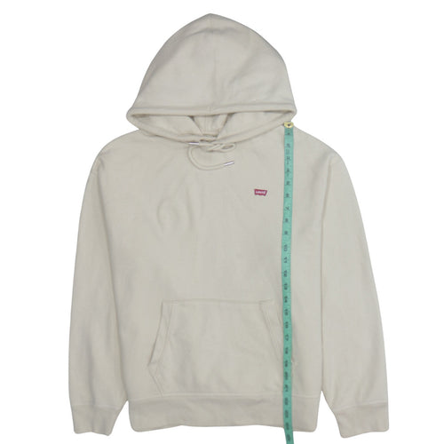 Levi's Men's Beige Pullover Hoodie L Regular Fit Logo Fleece