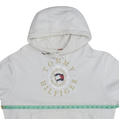 Tommy Hilfiger Men's White Pullover Hoodie L Regular Fit Cotton
