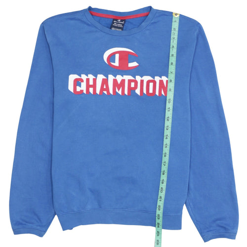 Champion Boys Blue 2XL Pullover Sweatshirt 15-16 Years Cotton Blend Logo Print