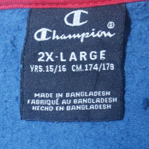 Champion Boys Blue 2XL Pullover Sweatshirt 15-16 Years Cotton Blend Logo Print