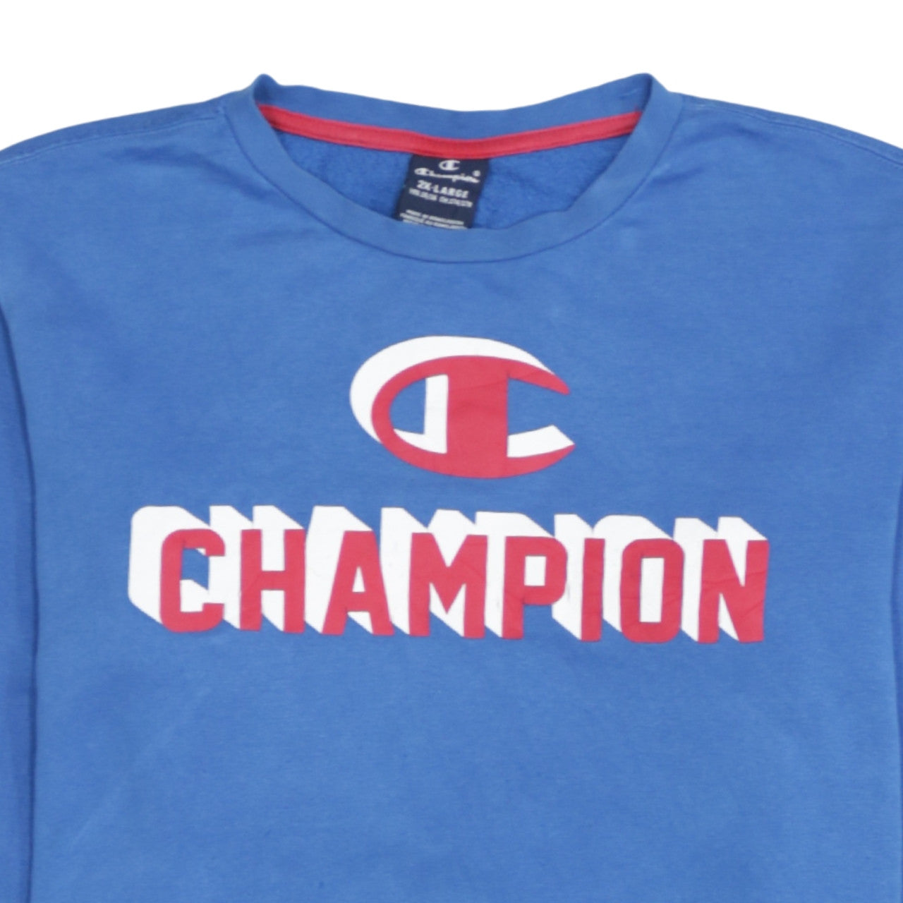 Champion Boys Blue 2XL Pullover Sweatshirt 15-16 Years Cotton Blend Logo Print