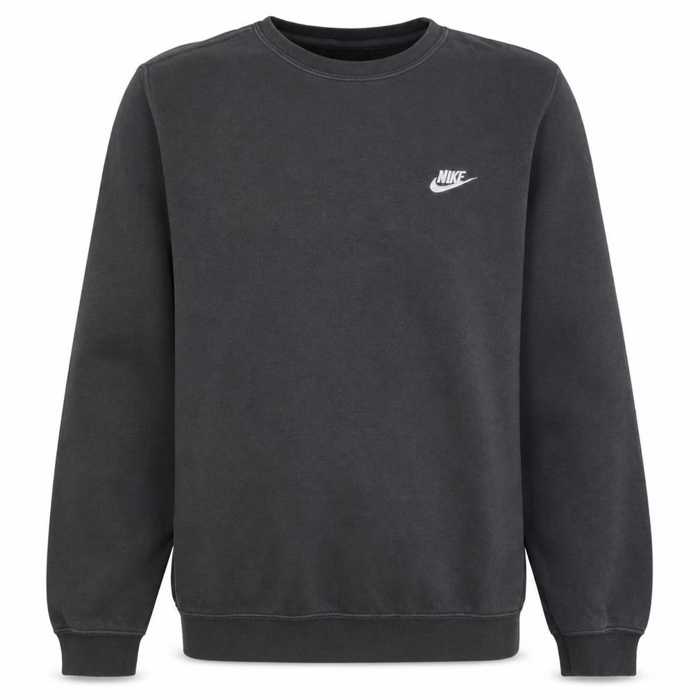 Front view of Nike Men's Grey Small Crew Neck Pullover Sweatshirt