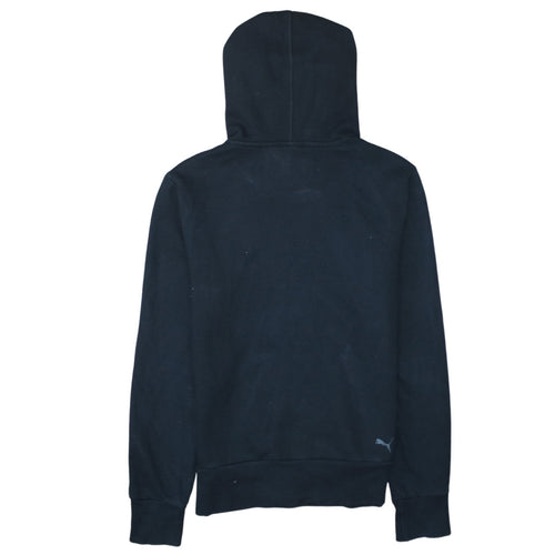 Puma Women Black Small Pullover Hoodie Cotton Blend Logo Sweatshirt
