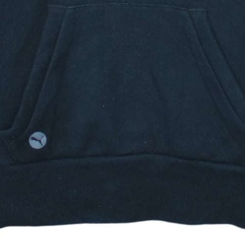 Puma Women Black Small Pullover Hoodie Cotton Blend Logo Sweatshirt