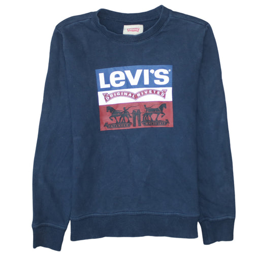 Levi's Womens Navy Blue Logo Crew Neck Sweatshirt Size 12
