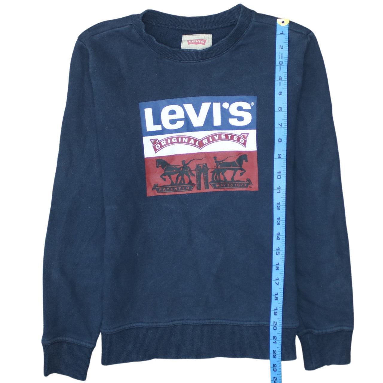 Levi's Womens Navy Blue Logo Crew Neck Sweatshirt Size 12