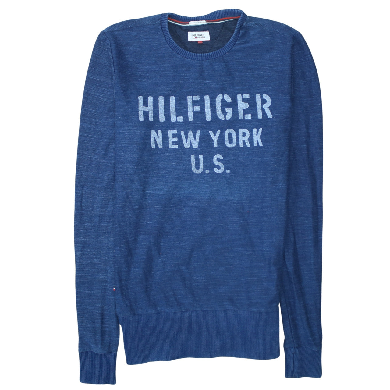 Hilfiger Denim Men's Blue Crew Neck Logo Sweatshirt Size L