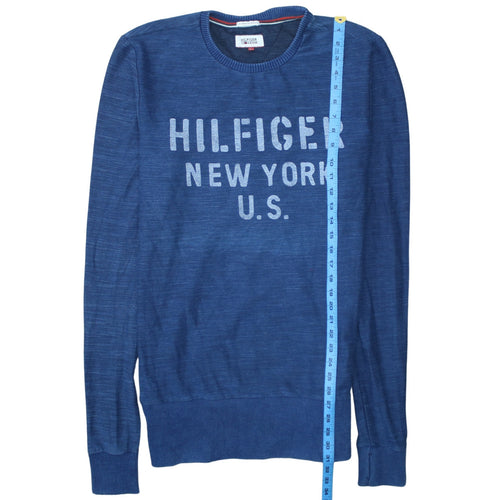 Hilfiger Denim Men's Blue Crew Neck Logo Sweatshirt Size L
