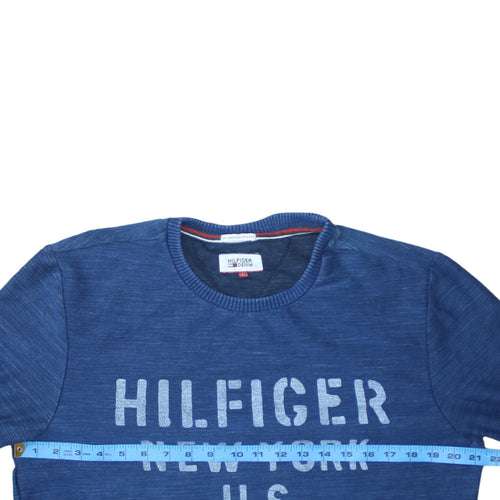 Hilfiger Denim Men's Blue Crew Neck Logo Sweatshirt Size L