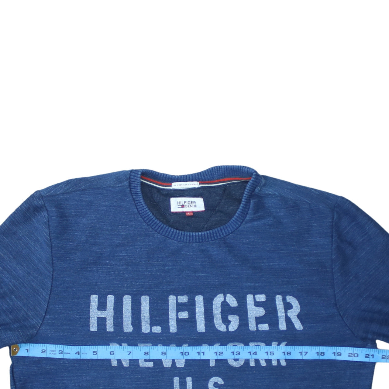 Hilfiger Denim Men's Blue Crew Neck Logo Sweatshirt Size L