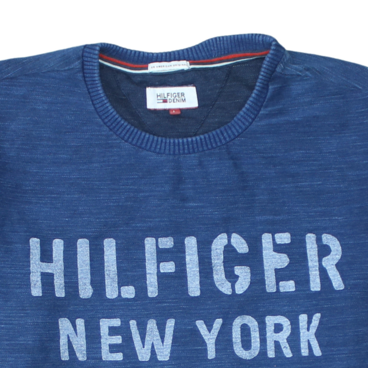 Hilfiger Denim Men's Blue Crew Neck Logo Sweatshirt Size L