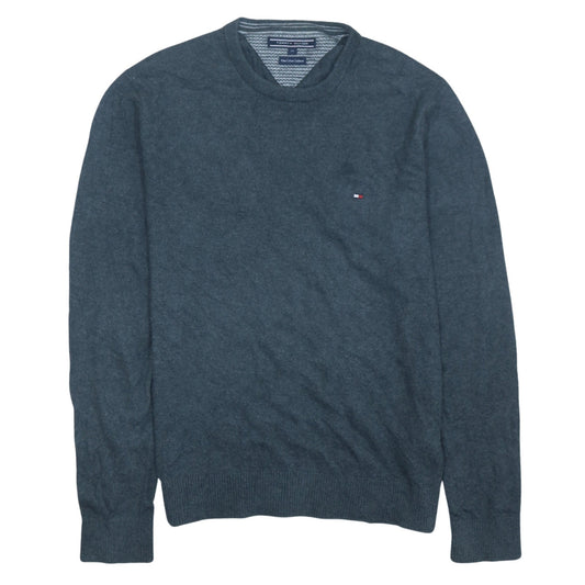 Tommy Hilfiger Men's Blue Cotton Cashmere Crew Neck Jumper M