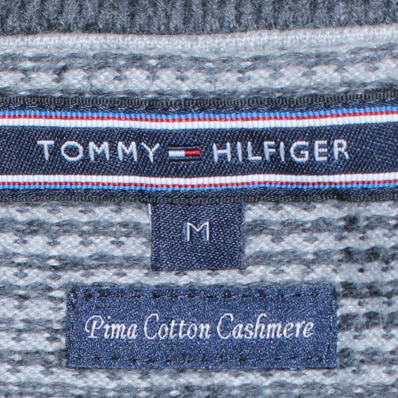 Tommy Hilfiger Men's Blue Cotton Cashmere Crew Neck Jumper M