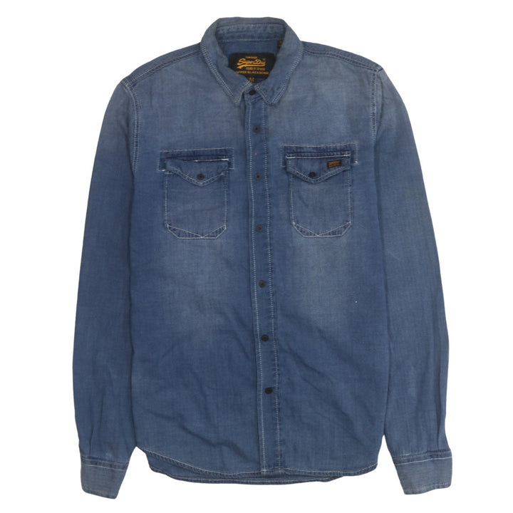 Superdry Men's Blue Denim Long Sleeve Button-Up Shirt M