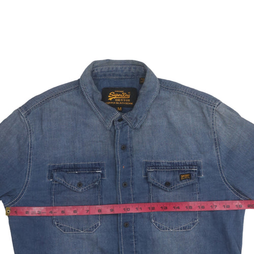 Superdry Men's Blue Denim Long Sleeve Button-Up Shirt M