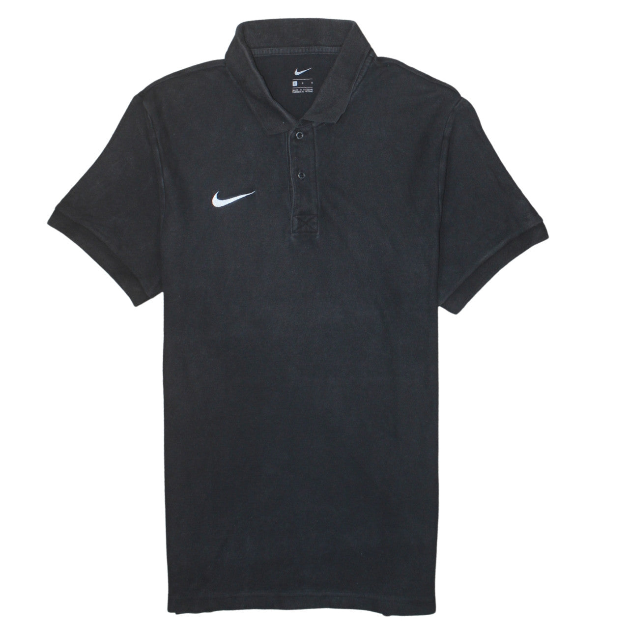 Nike Men's Black Cotton Polo Shirt L Logo Short Sleeve Sports Top