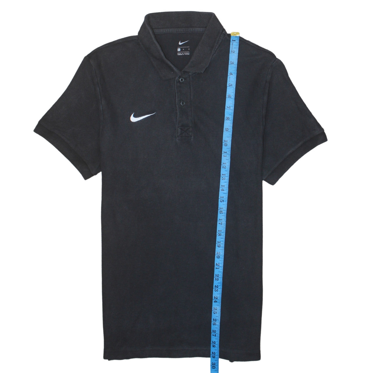 Nike Men's Black Cotton Polo Shirt L Logo Short Sleeve Sports Top