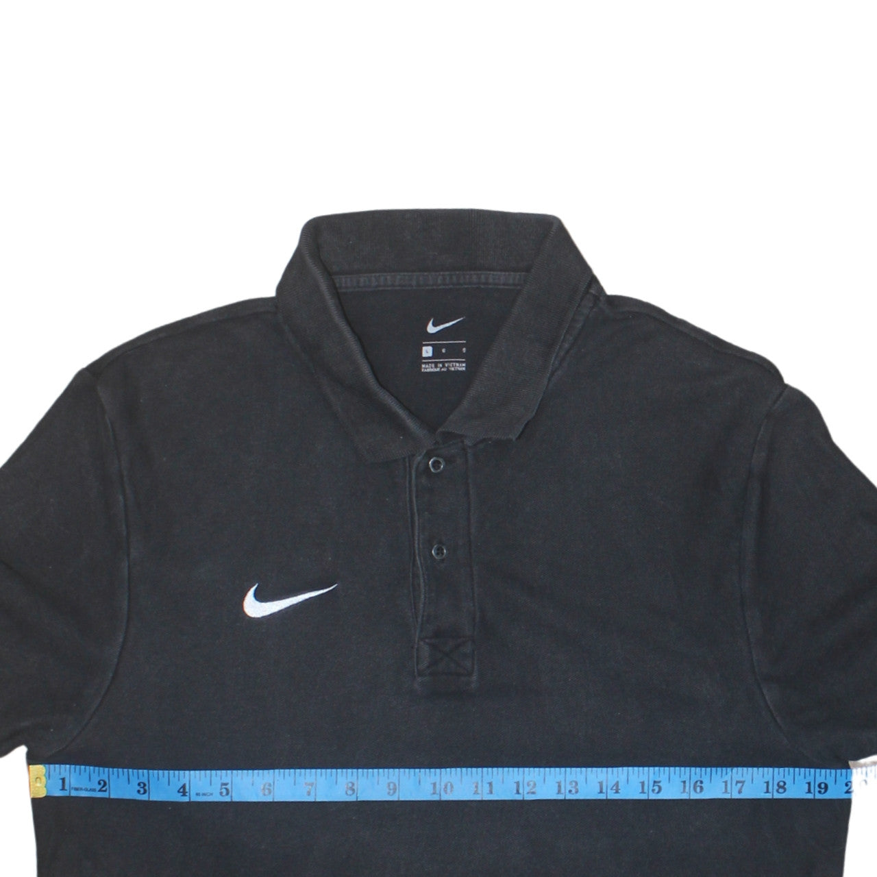 Nike Men's Black Cotton Polo Shirt L Logo Short Sleeve Sports Top