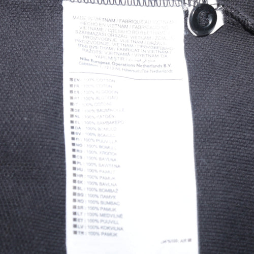 Nike Men's Black Cotton Polo Shirt L Logo Short Sleeve Sports Top