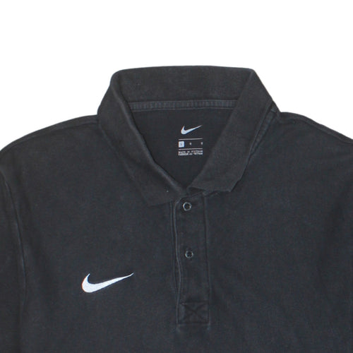 Nike Men's Black Cotton Polo Shirt L Logo Short Sleeve Sports Top