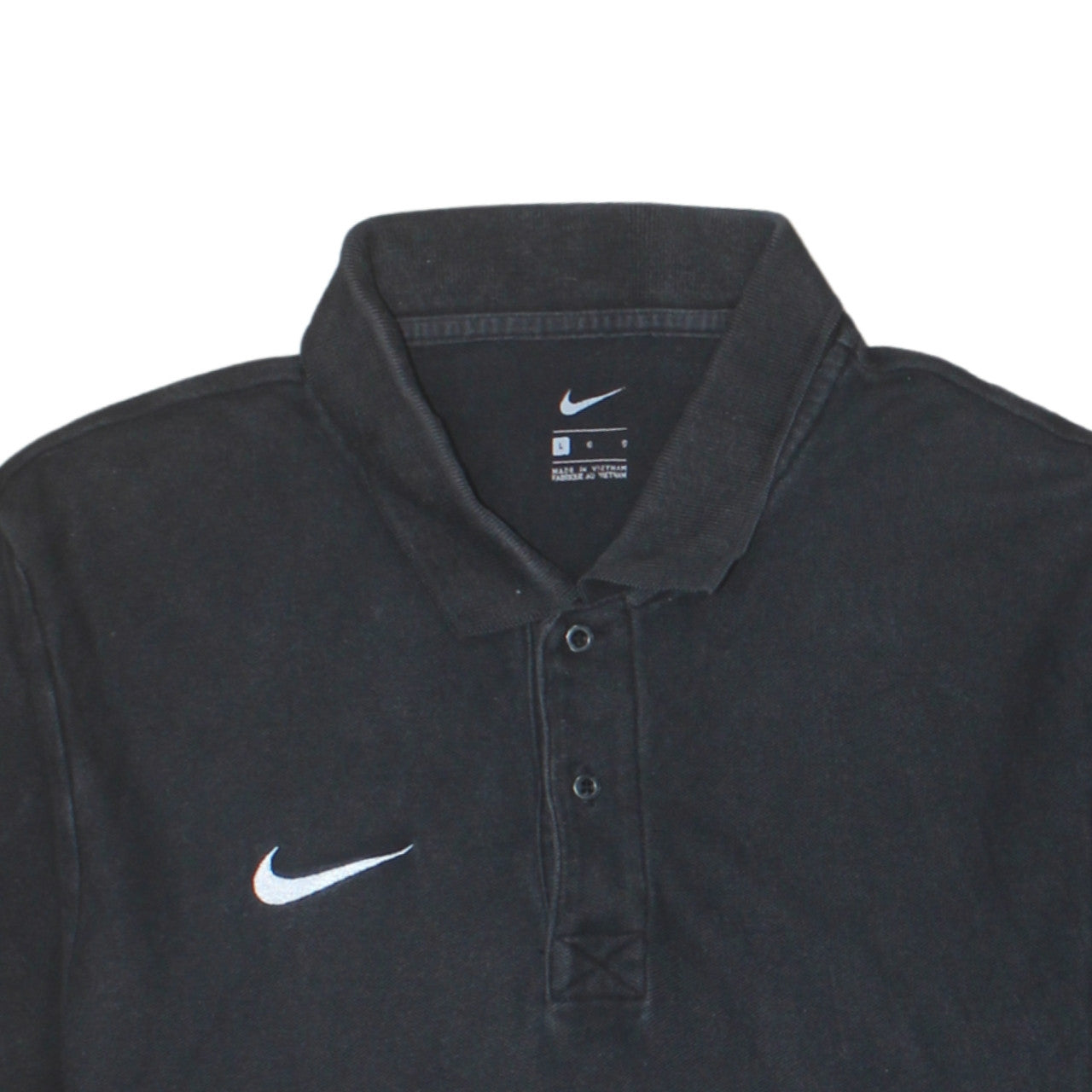 Nike Men's Black Cotton Polo Shirt L Logo Short Sleeve Sports Top