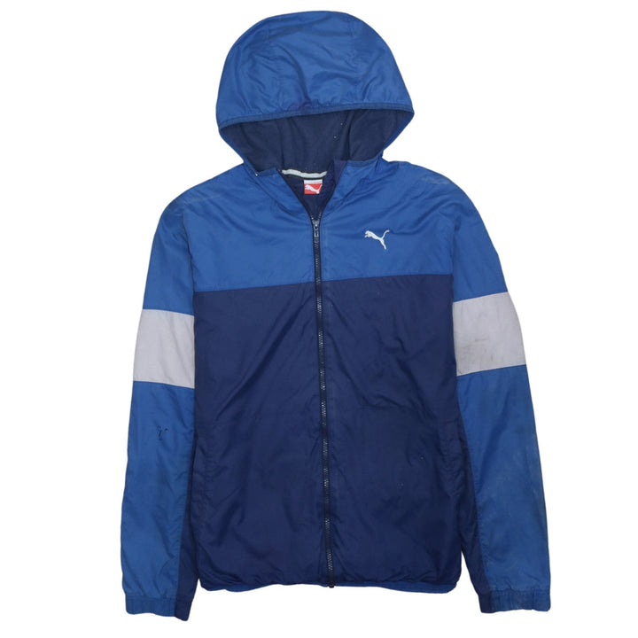 Puma Men Blue L Lightweight Hooded Full Zip Windbreaker Jacket