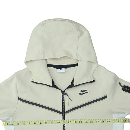 Nike Men's Beige Full Zip Hoodie M - Logo Hooded Sweatshirt