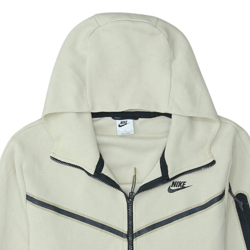 Nike Men's Beige Full Zip Hoodie M - Logo Hooded Sweatshirt