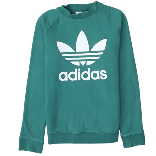 Adidas Women Green Crew Neck Long Sleeve Pullover Sweatshirt UK 8