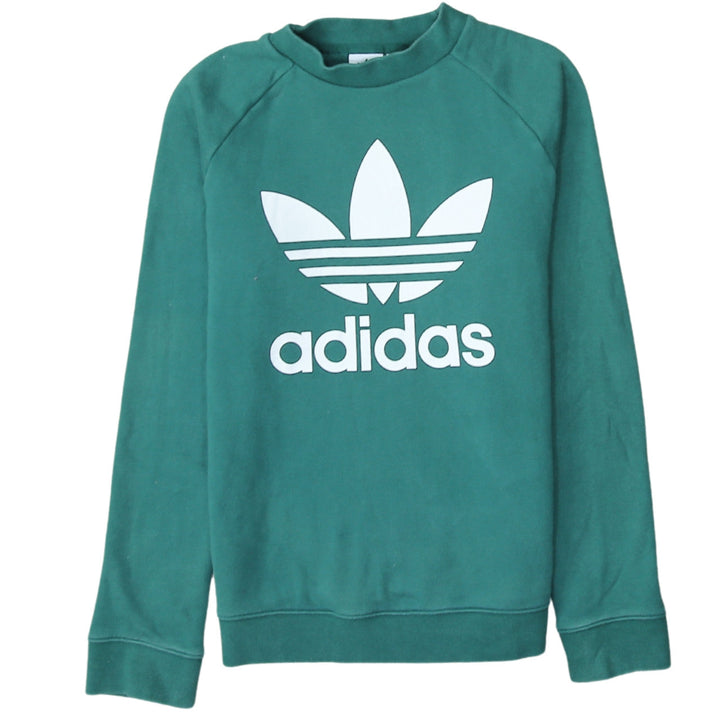 Adidas Women Green Crew Neck Long Sleeve Pullover Sweatshirt UK 8