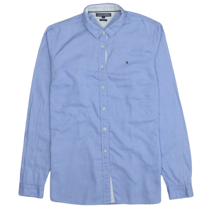 Tommy Hilfiger Men's Blue Slim Fit Long Sleeve Cotton Button-Up Shirt M
