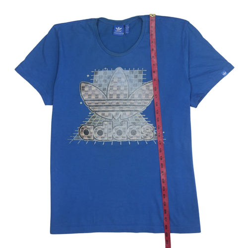 Adidas Men's Blue Graphic Print Crew Neck Short Sleeve T-Shirt XL