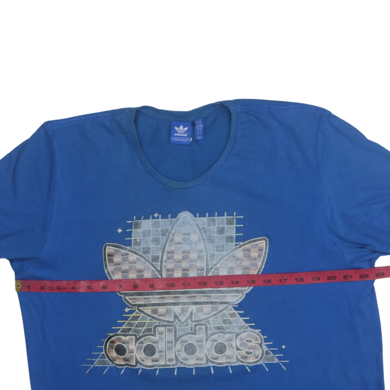 Adidas Men's Blue Graphic Print Crew Neck Short Sleeve T-Shirt XL