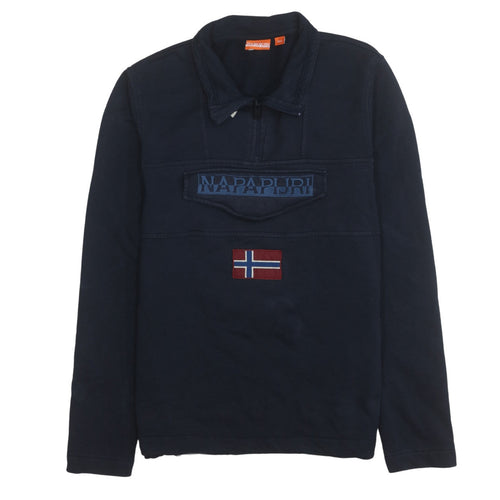 Napapijri Men's Blue 1/4 Zip Pullover Sweatshirt Size S